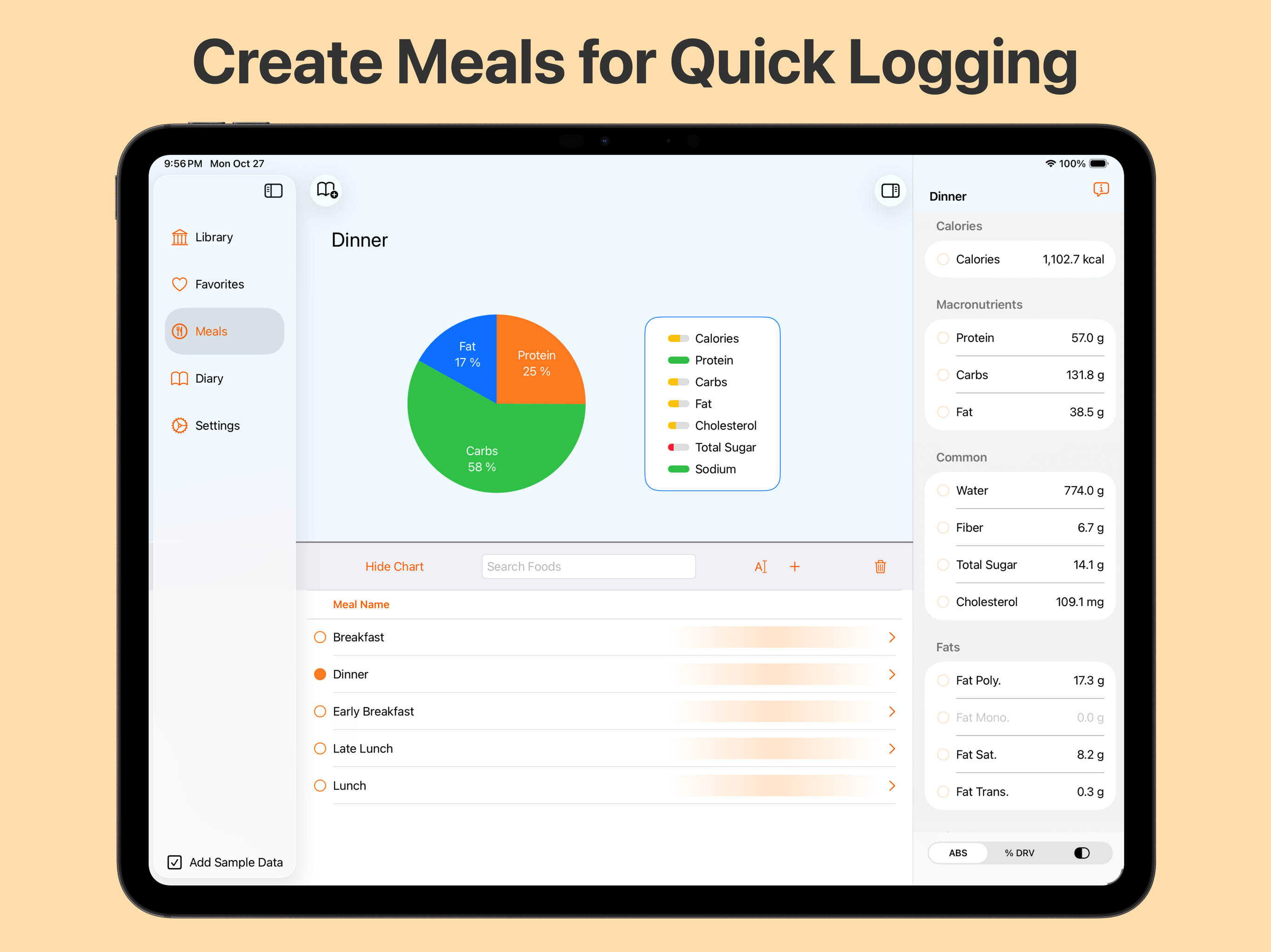 Create Meals for Quick Logging